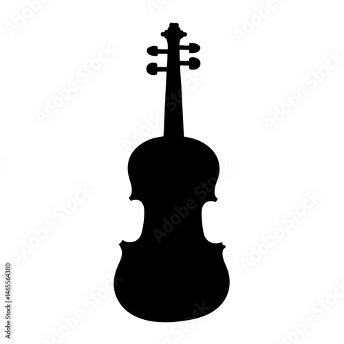 Silhouette of a classical violin or fiddle string instrument on white background