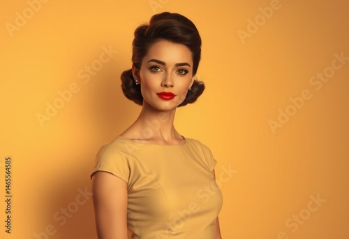 Retro female portrait with warm lighting and soft focus