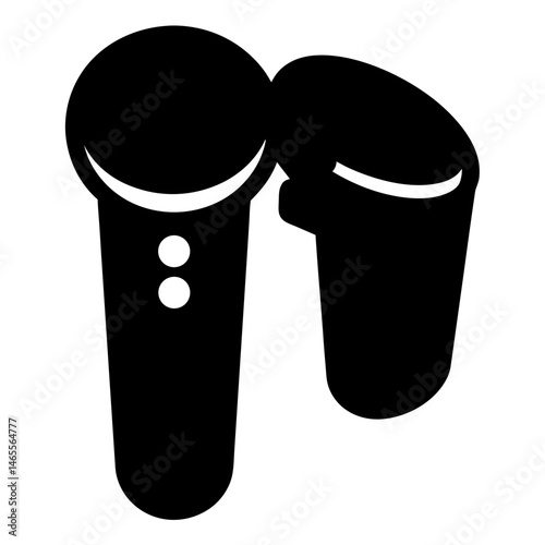Silhouette illustration showcasing microphone next to earpiece on a white background