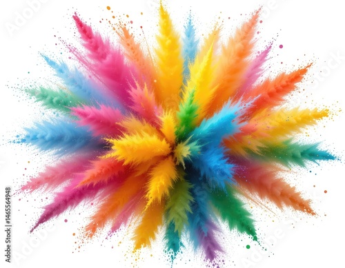 Exploding Powders Bursting with Vibrant Colors Against White Background
