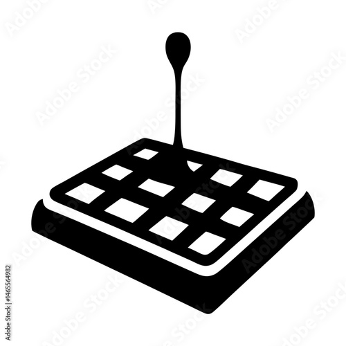 Delicious square waffle with syrup being poured over it, minimal design
