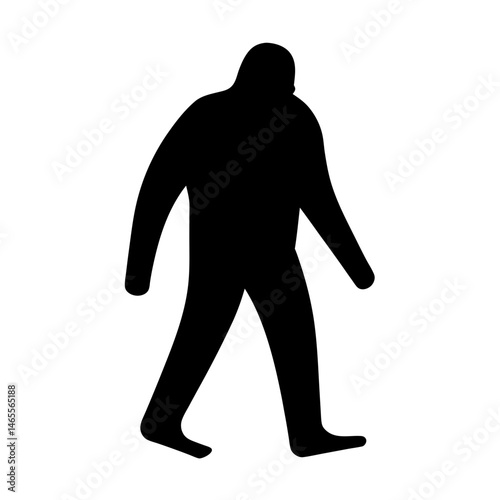 Silhouette of a legendary bipedal creature, possibly walking through the forest