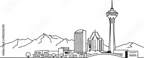 Milwaukee skyline, incorporating the Milwaukee Art Museum and Hoan Bridge in a modern, line drawing style.