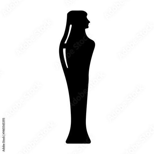 Silhouette of an ancient Egyptian sarcophagus or canopic jar on white