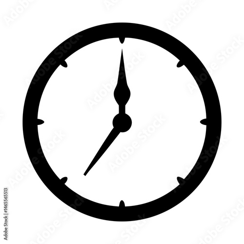 Black and white minimalistic clock icon representing time and punctuality concept