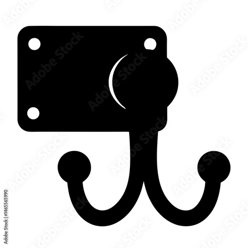 Elegant black double hook with mounting plate for hanging coats and items