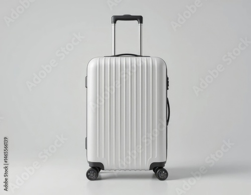 Obraz na płótnie Isolated Silver Suitcase with Extended Handle Ready for Travel w salonie