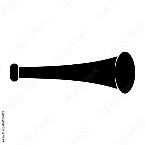 Simple black and white drawing of a traditional horn instrument on white