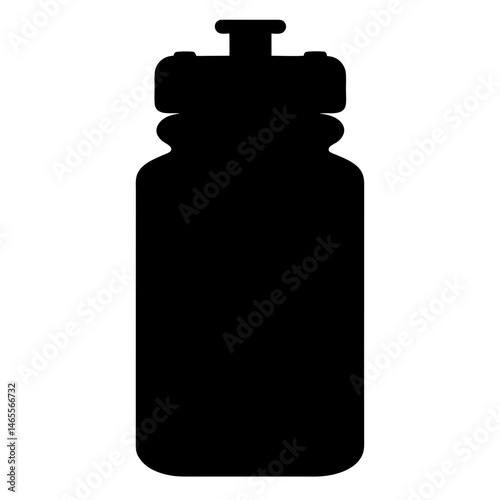 Black Silhouette of a Water Bottle with a Sport Cap for Hydration