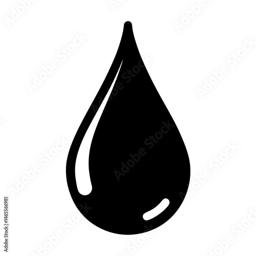 Single graphic image of a solid black drop with white background