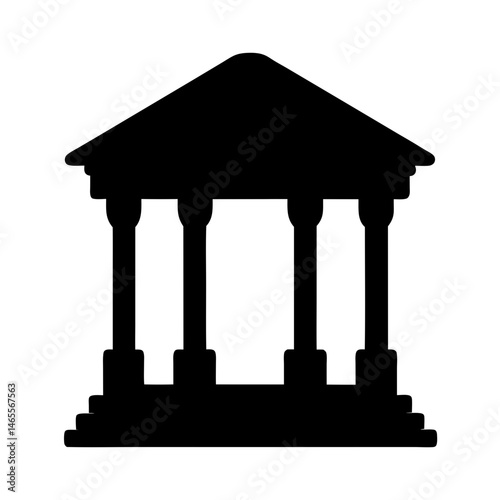 Silhouette of a classical building with pillars and steps in black