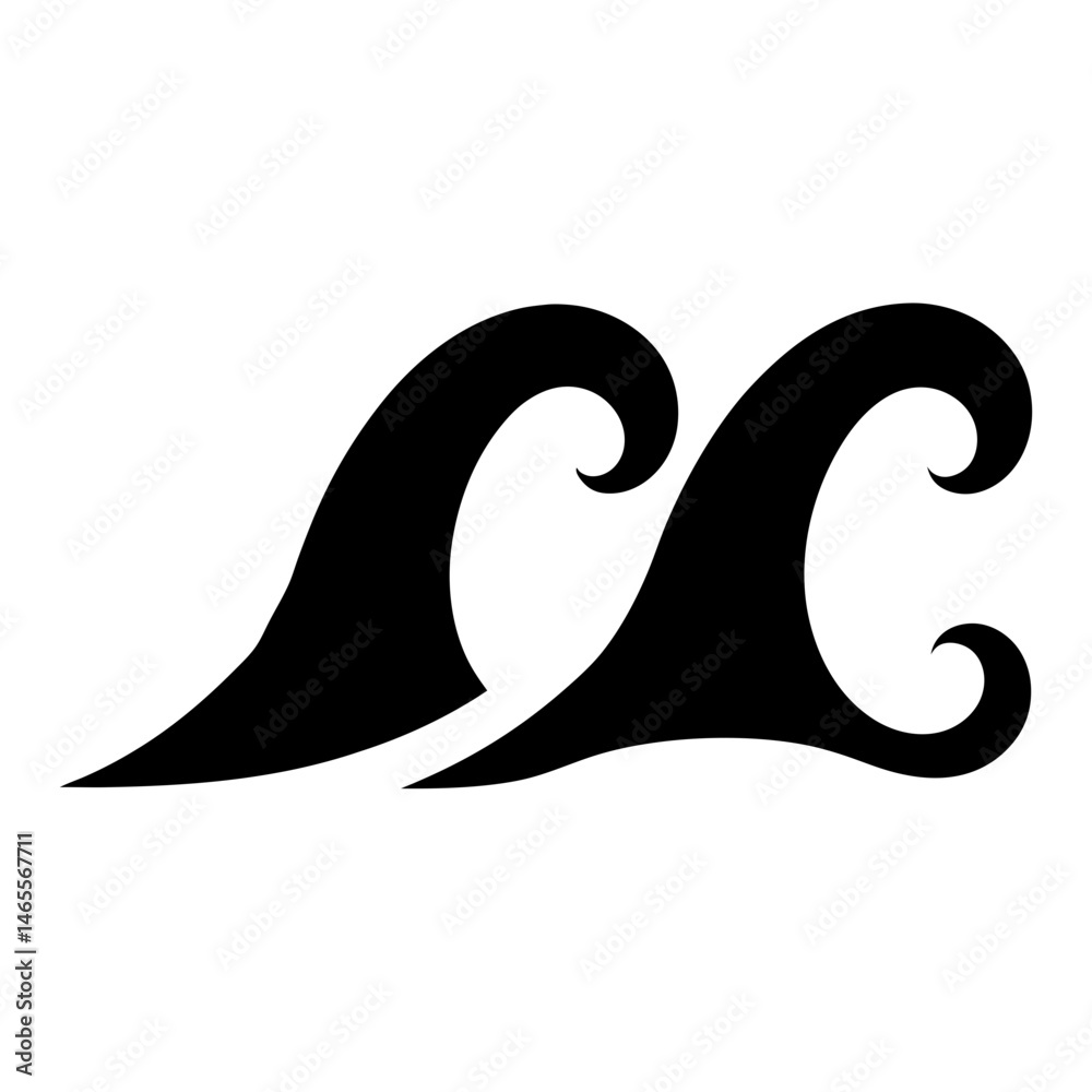Obraz premium Two stylized waves in black on a white background create a dynamic design