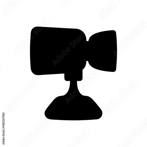 Silhouette of a studio camera on a stand, simple flat design.