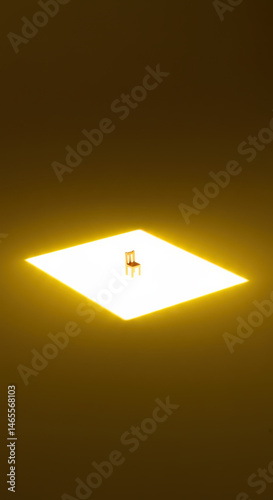 Abstract glowing geometric shape on gradient background