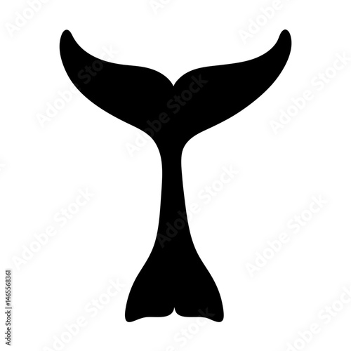 Simple elegant black and white design of a whale or dolphin fluke