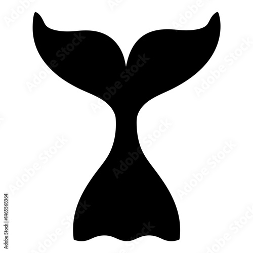 Silhouette of a whale tail flukes, vector illustration in black color
