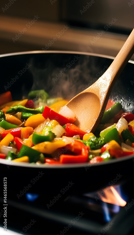 Warm Vegetable Stir-Fry Cooking in Pan