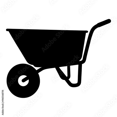 A single wheeled wheelbarrow silhouette isolated on a white background image