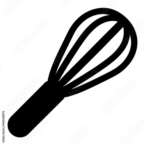 Black silhouette illustration of a wire whisk on a plain white background