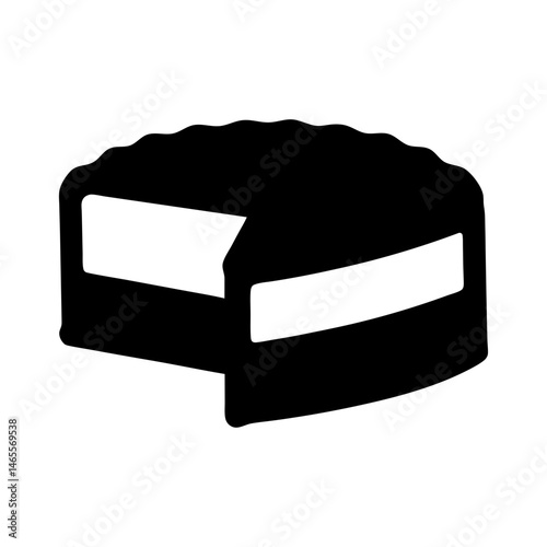 Simple silhouette rendering of a round cheese with a slice removed