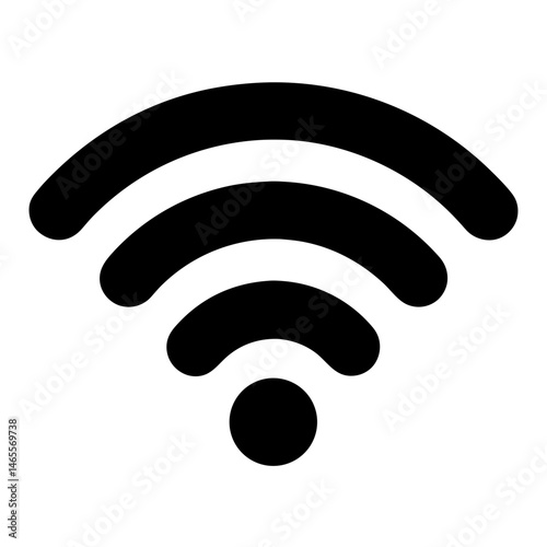 Iconic WiFi Symbol in Black on White Background Emitting Wireless Signals