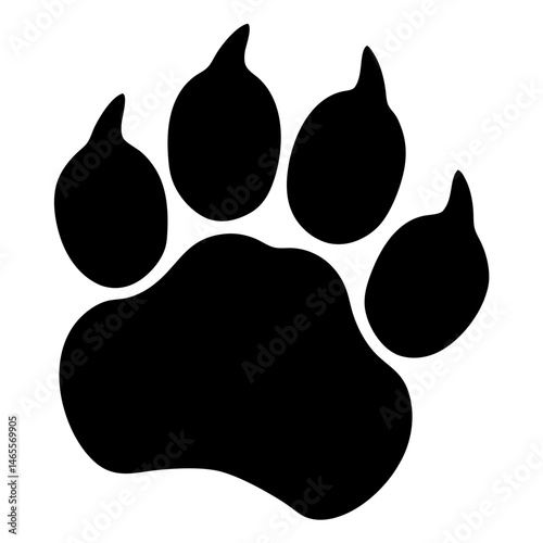 A Big Cat Paw Print Illustration in Silhouette on a White Background