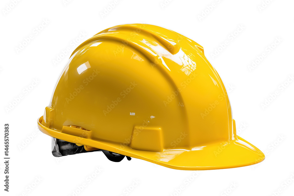 Fototapeta premium Yellow construction safety helmet PNG with a transparent background