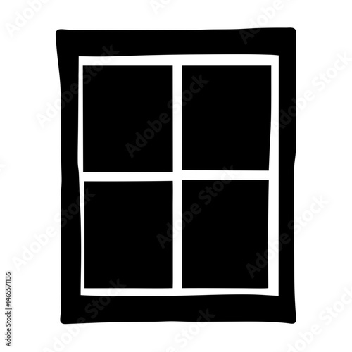 Stylized Black and White Window Illustration with HandDrawn Aesthetic for Designs