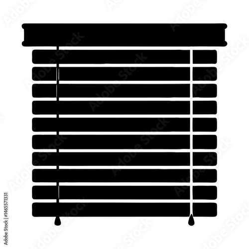 Black Silhouette of a Window with Blinds and Curtains Design