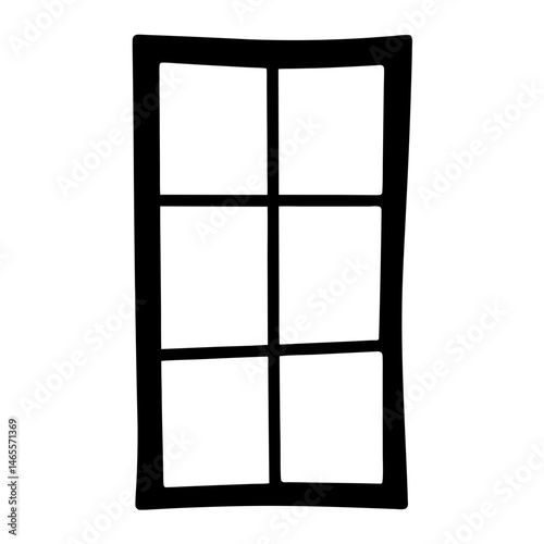 Simple black and white line drawing of a window with six panes