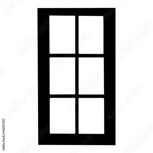 Silhouette image of a window with six panes and black frame