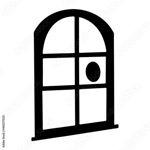 Silhouette image of a window with six panes and black frame