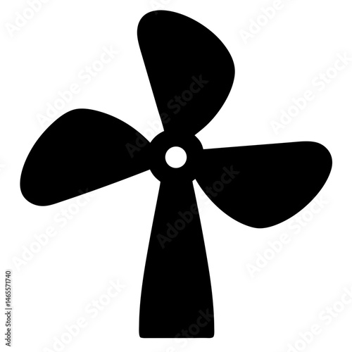 Black wind turbine on a white background, energy resource illustration