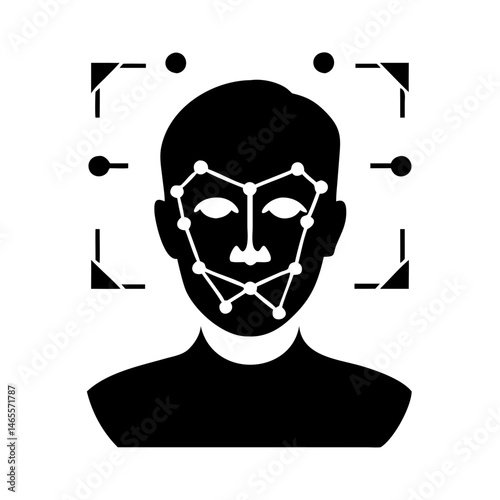Facial recognition scan with pattern for tracking points on human face
