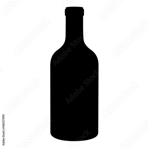 Black silhouette of a wine bottle against a plain white background