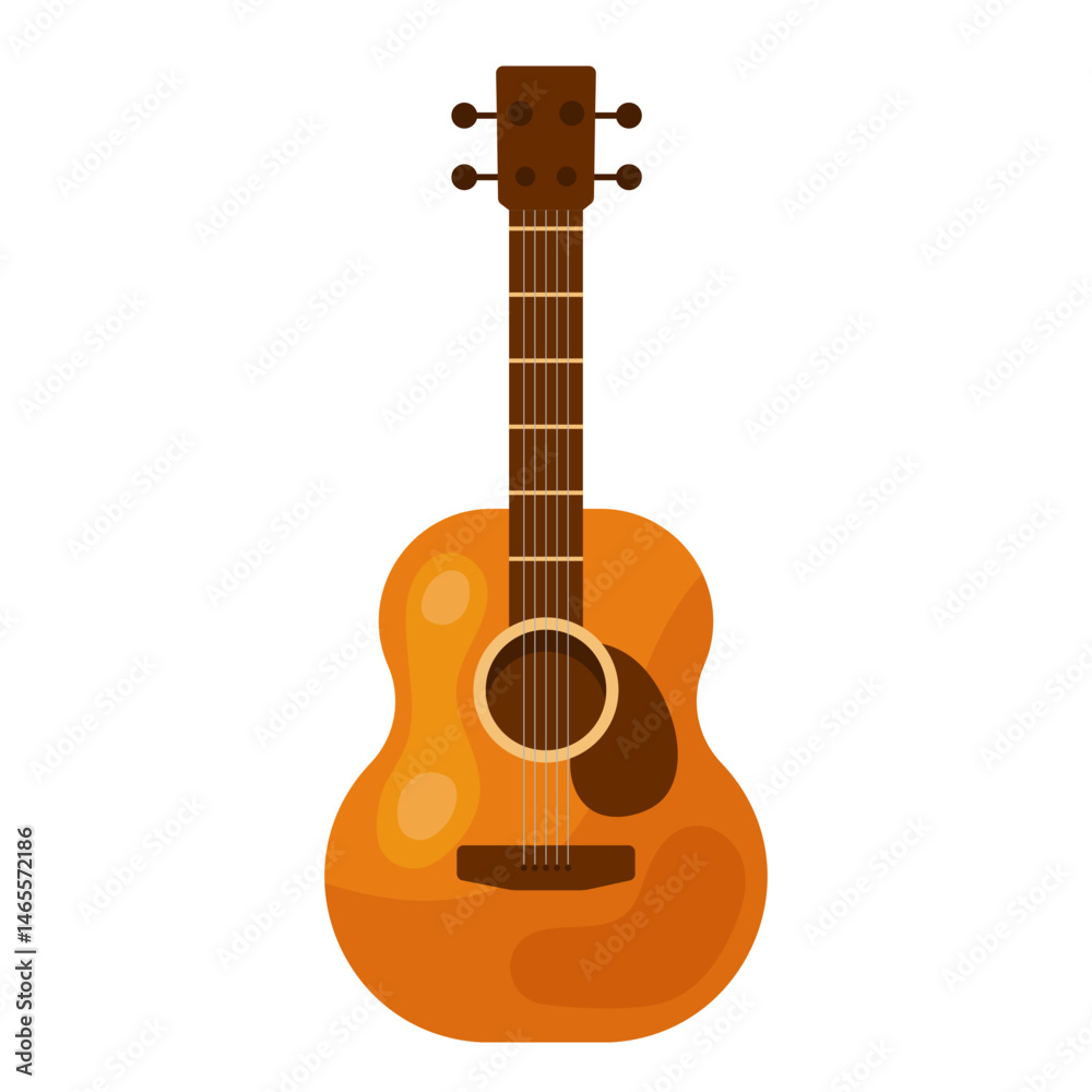 Obraz premium Gitara akustyczna - wektorowy instrument muzyczny wyizolowany na białym tle.