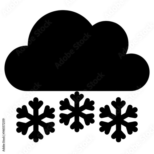 Black Cloud with Snowflakes Falling, Representing Snowfall and Winter Weather