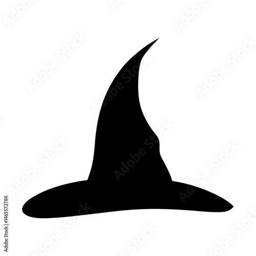 Simple black witch's hat silhouette casting a magical spell for Halloween