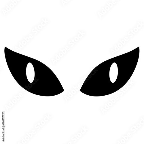Pair of stylized feline eyes gazing intensely in black and white