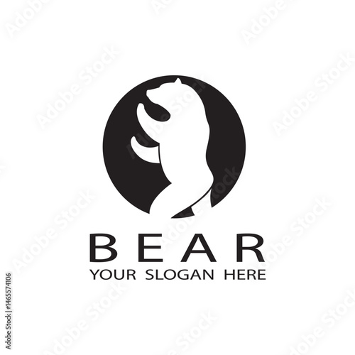 black icon of bear silhouette isolated on white background