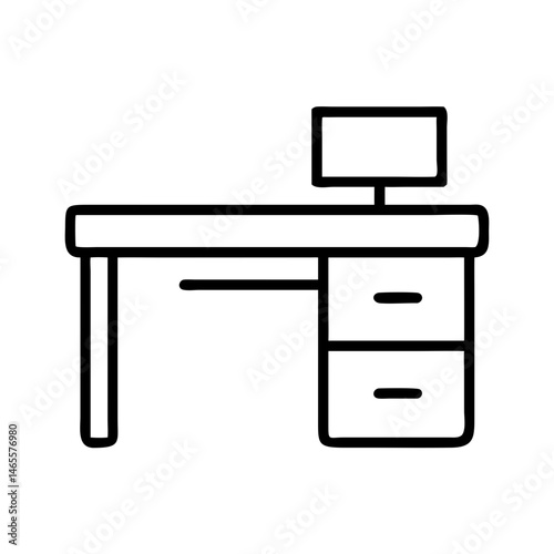 Modern desk with two drawers and computer monitor setup  
