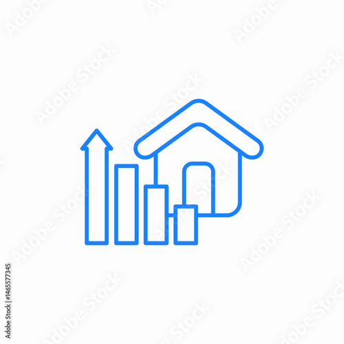 bar chart house icon sign vector