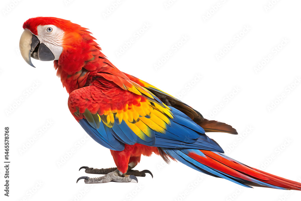 Obraz premium full body Close up Scarlet Macaw Bird Profile AI Generated By PNG