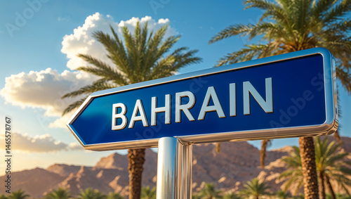 on the pole there is a direction arrow with the inscription   Bahrain 
