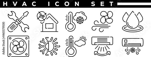 Collection of HVAC Symbols for Climate Control and Systems