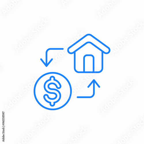 dollar house icon sign vector