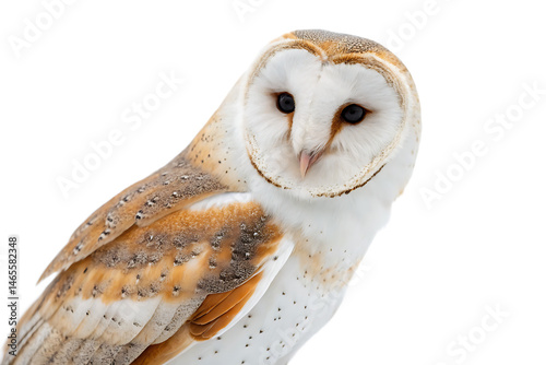  full body common barn owl ( Tyto Albahead ) close up  white background AI Generated By PNG