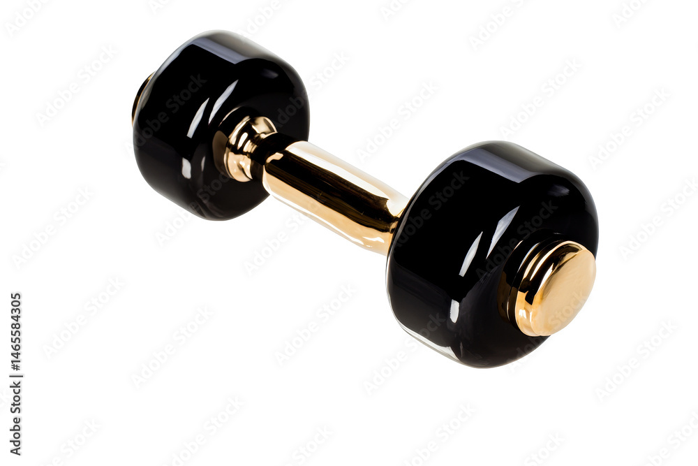 Black and golden dumbbell exercise weight training object, cut out transparent Black and golden dumbbell exercise weight training object, cut out transparent