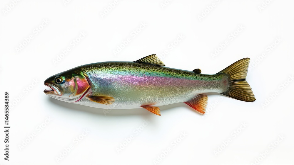 Fototapeta premium Fresh trout fish on white background.