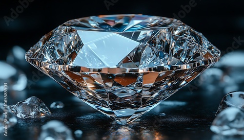Sparkling, flawless gemstone, displayed on a dark background.